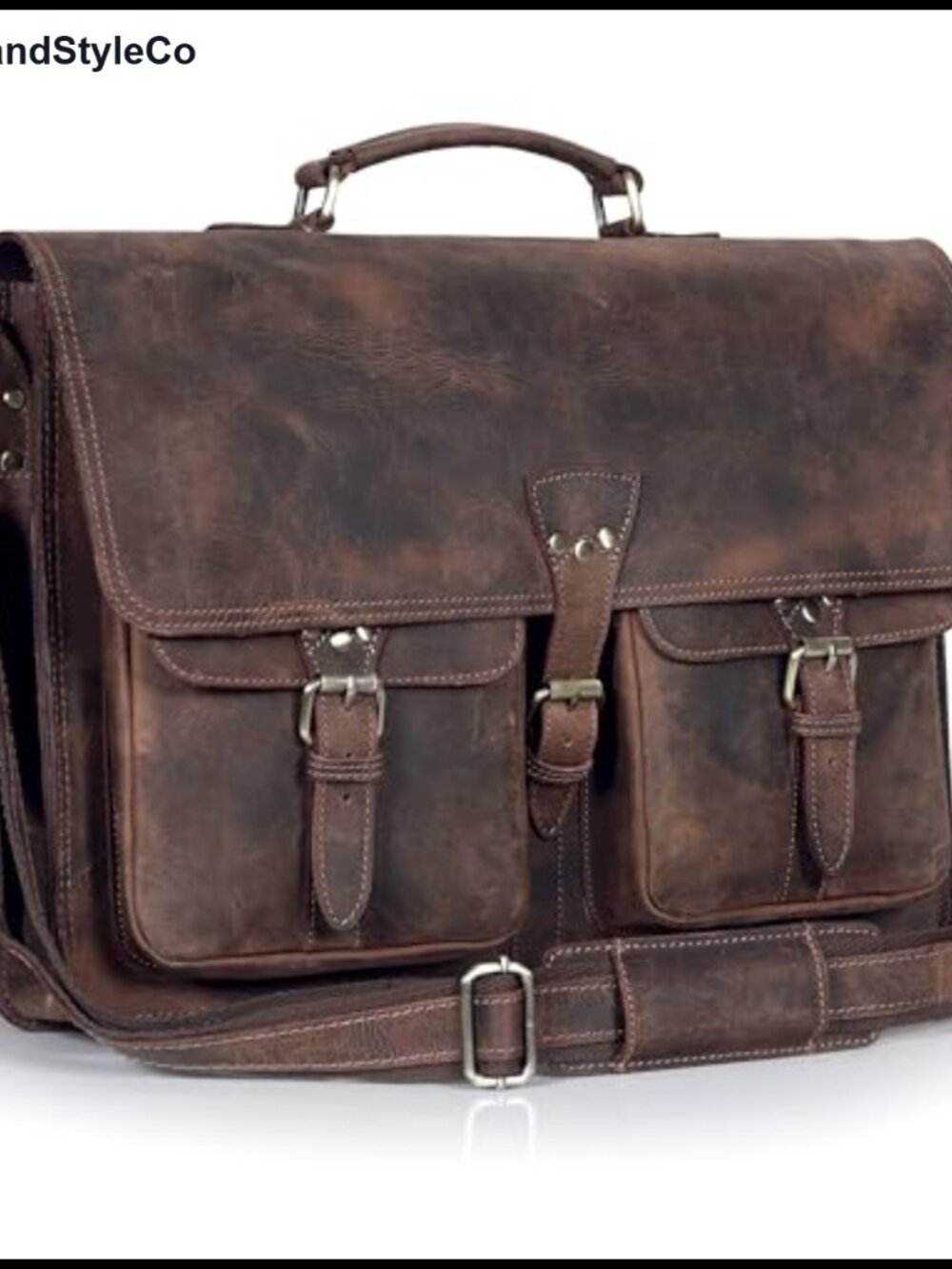Genuine Distressed Leather Messenger Bag Multi-Pocket Laptop Briefcase Satchel